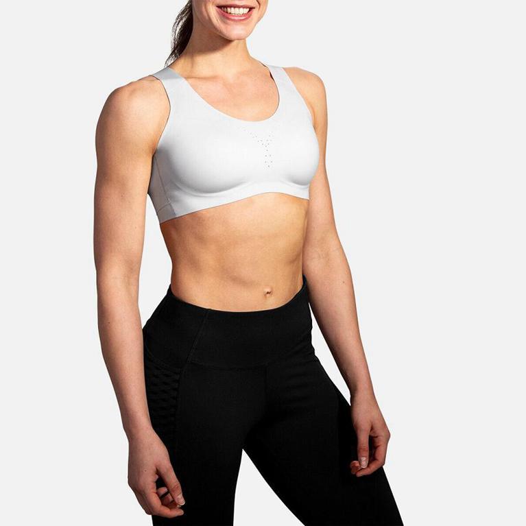 Brooks Dare Crossback Run Running Bra - Women's - White (72548-OMWK)